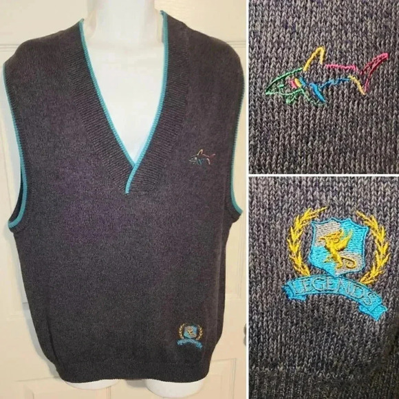 Vintage Reebok Greg Normam Collection Cotton Sweater Vest Golf Tennis Men's L - Picture 1 of 8